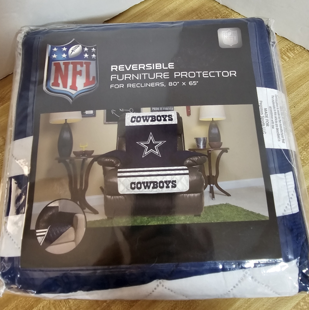 NEW NFL Dallas Cowboys Recliner Furniture Protector Reversible Cover 80x65 Texas
